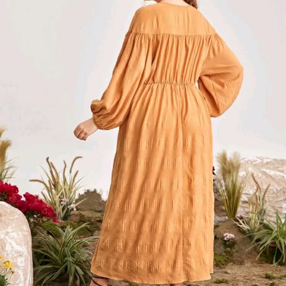 #31 Brand New Plus Tie Neck A Line Dress - Picture 3 of 5